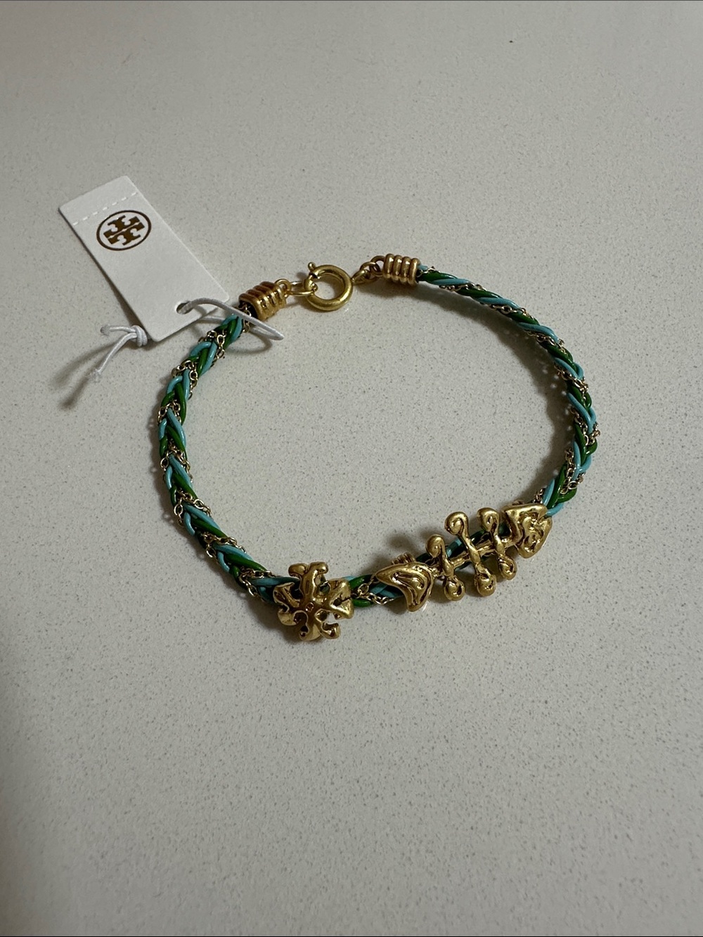 Tory Burch Fish Braided Logo Bracelet